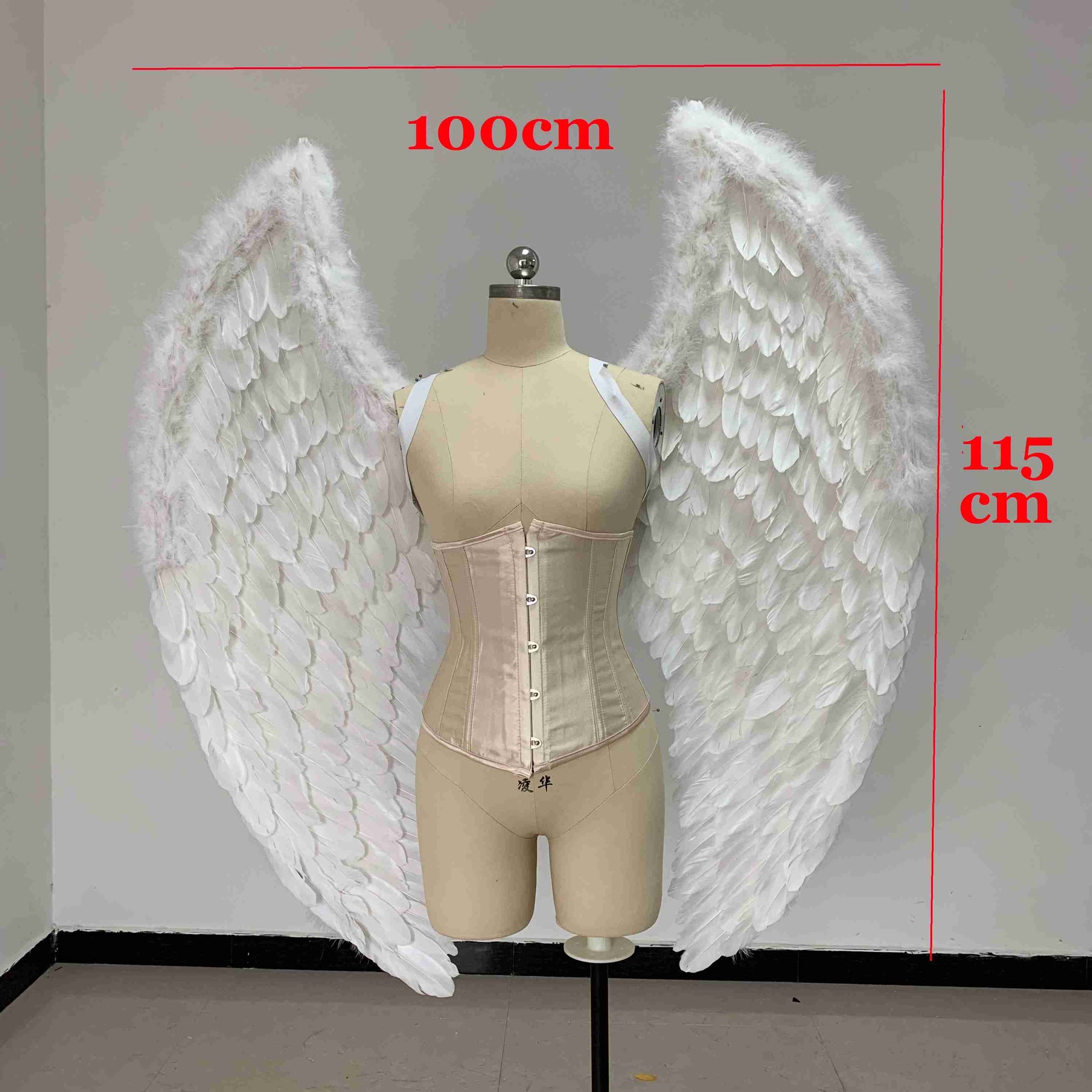 Our small white color angel wings dimensions. Made from goose feathers. Wings for angel costume. Suitable for photoshoots.