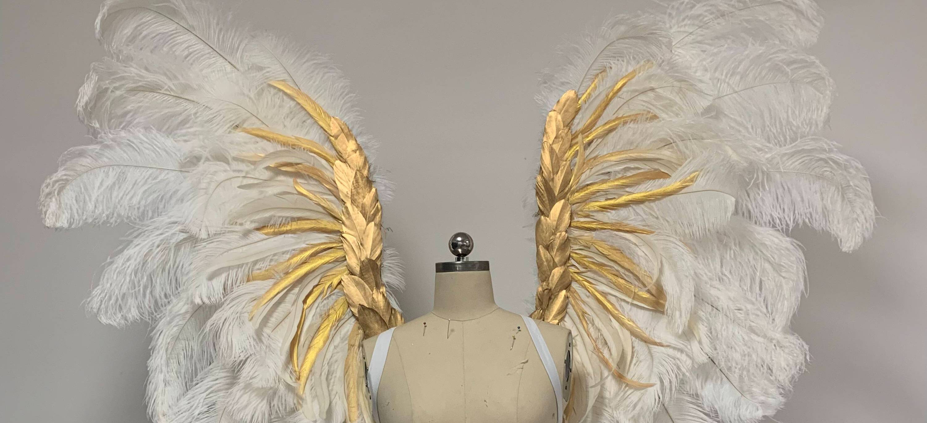Our luxury ostrich wings. Made from ostrich feathers. Suitable for angel costume photoshoots especially for boudoirs.