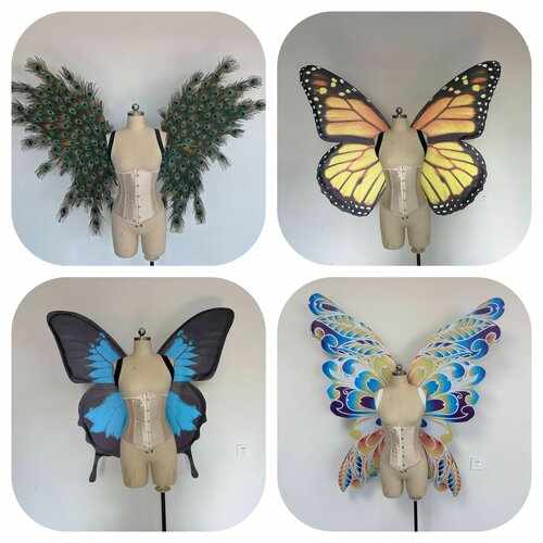 Our other wings collection made from peacock feathers, cloth and other materials