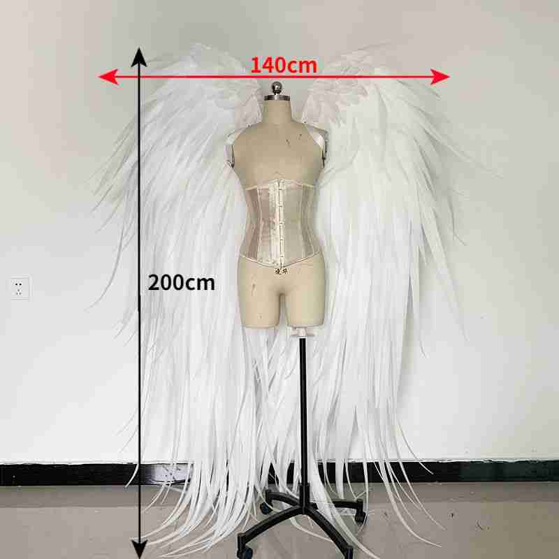 Our white angel wings dimensions. Made from pearl cotton foam and some goose feathers. Wings for angel costume. Suitable for photoshoots.