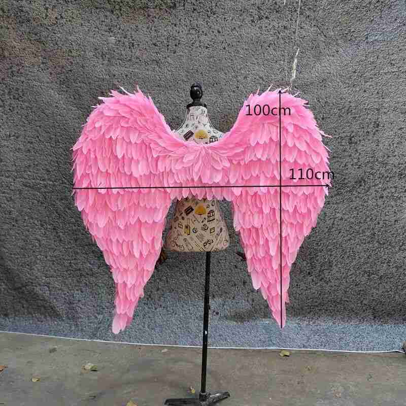 Our little pink color angel wings dimensions. Made from goose feathers. Wings for angel costume. Suitable for photoshoots.