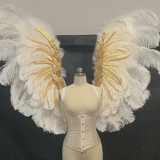 Our royal white angel wings video. Made from ostrich feathers. Wings for angel costume. Suitable for boudoir photoshoots.