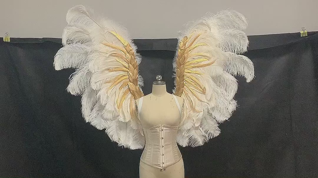 Our royal white angel wings video. Made from ostrich feathers. Wings for angel costume. Suitable for boudoir photoshoots.