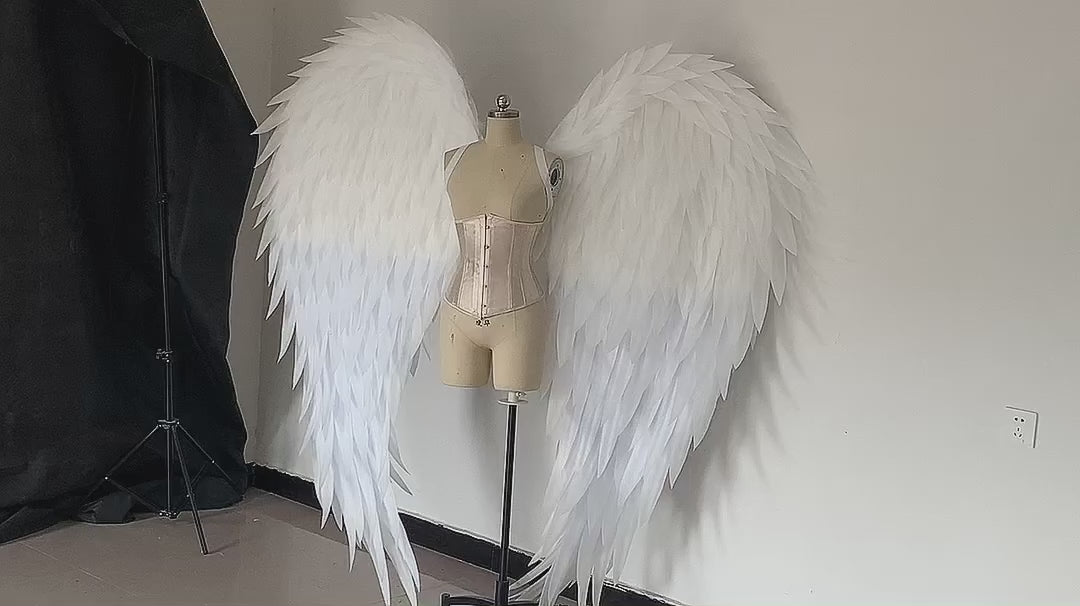 Our white angel wings from the video. Made from pearl cotton foam. Wings for angel costume. Suitable for photoshoots.