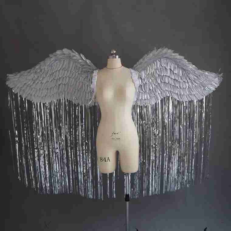 Our silver angel wings. Made from goose feathers. Wings for angel wings costume. Suitable for photoshoots.