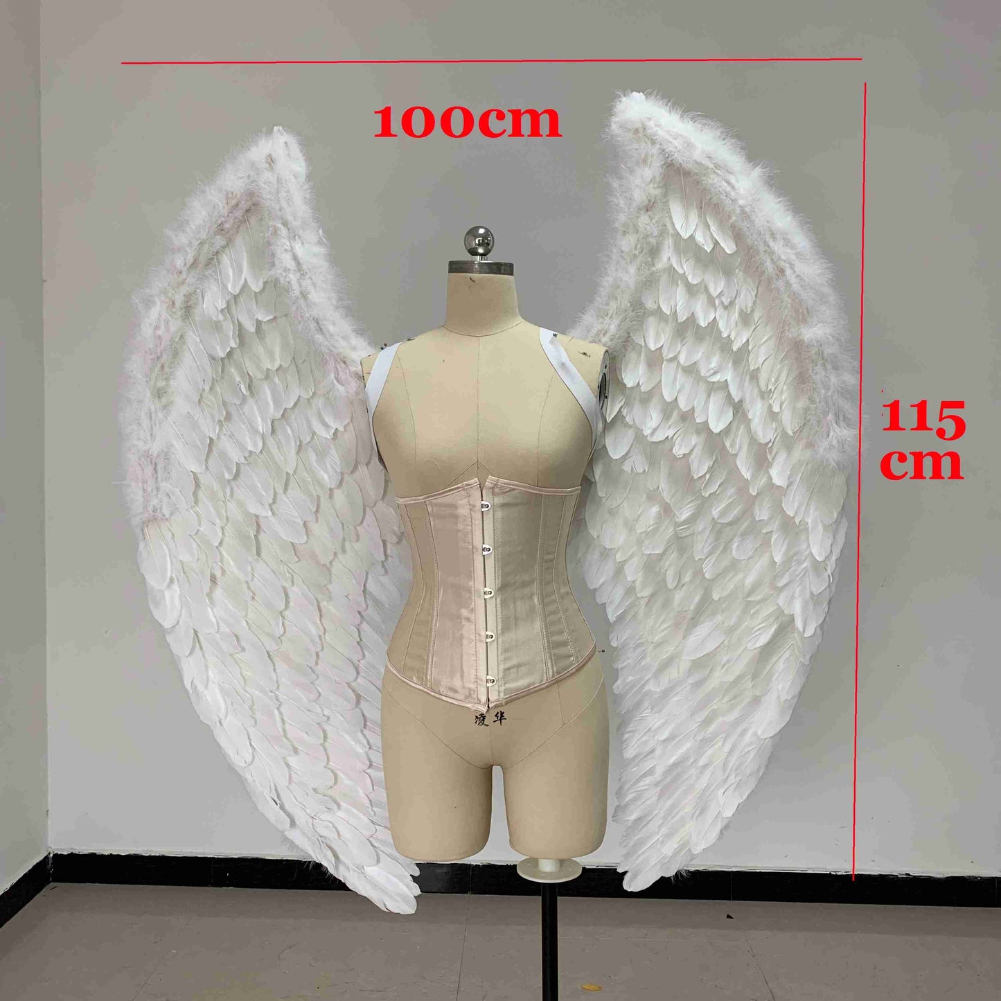 Our small white color angel wings dimensions. Made from goose feathers. Wings for angel costume. Suitable for photoshoots.